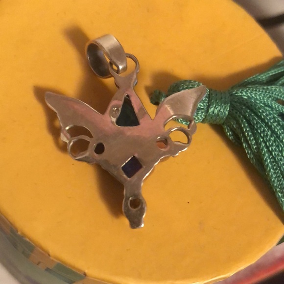 Beautiful Sterling Silver Lab Created Opal with a druzy stone & Amethyst Pendant - Picture 6 of 17